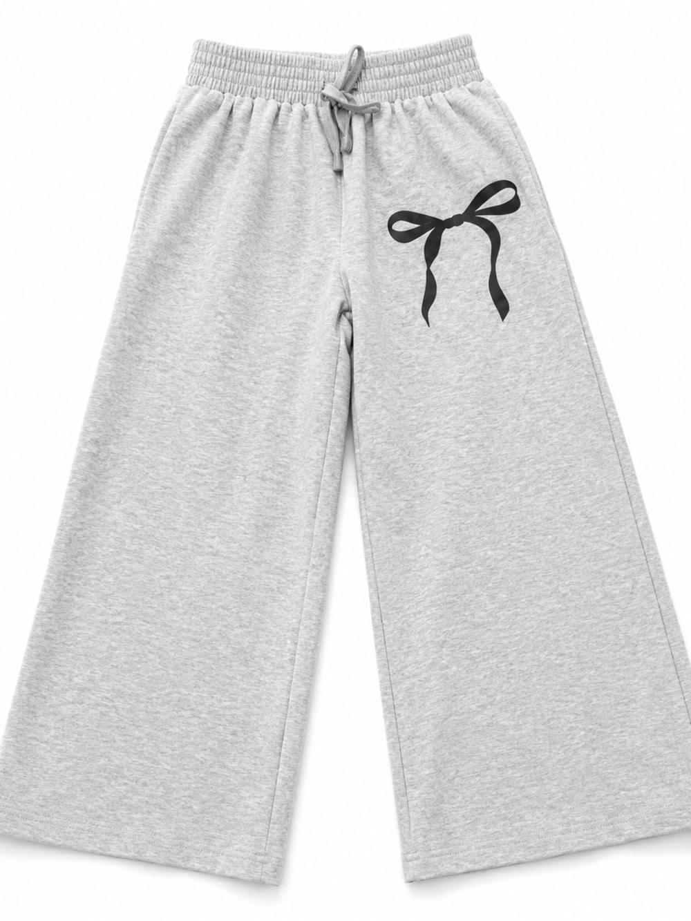 Girls Size 7 Wide Leg Sweatpants Gray Bow Graphic Coquette Y2K
